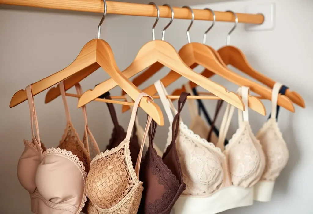 Closets rangés avec divers soutiens-gorge