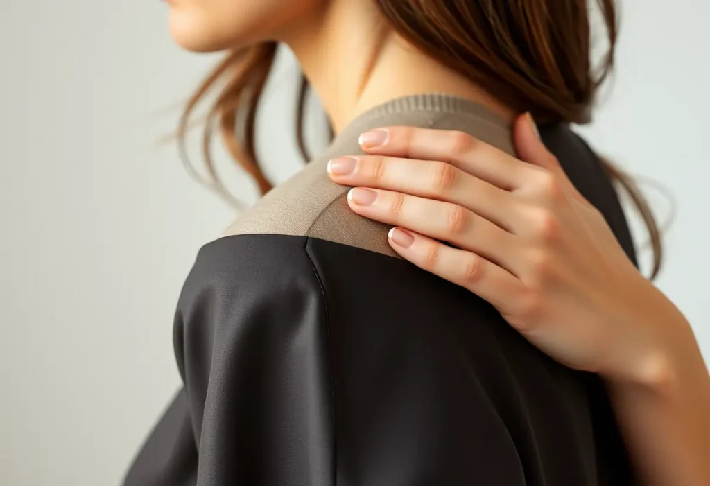 Une main ajustant les bretelles d'un soutien-gorge pour les rendre invisibles