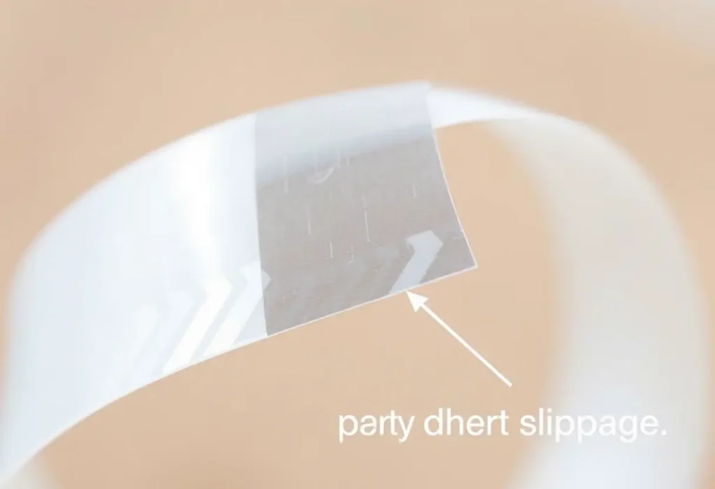 Un ruban en silicone collé à l'intérieur d'un soutien-gorge bandeau pour éviter le glissement