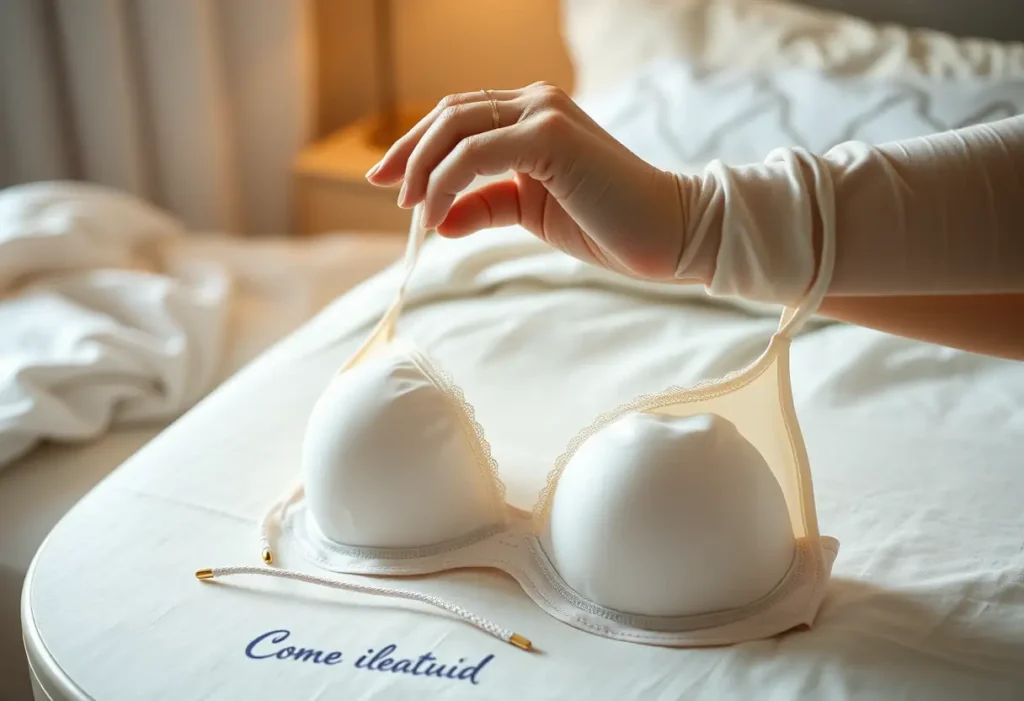 Une main ajuste les bretelles d'un soutien-gorge pour le plier correctement