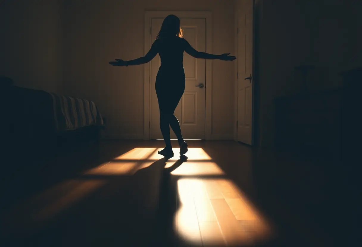 Ombre d'une femme dans sa chambre