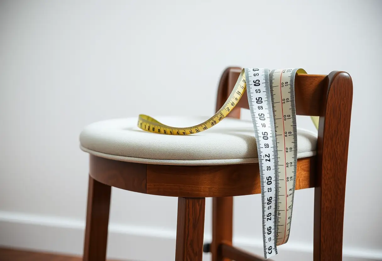 Un fauteuil avec une règle souple posée sur le dossier