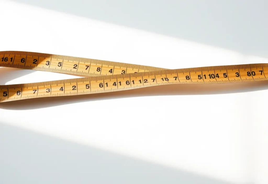 Une règle de mesure posée sur un bureau, évoquant la précision nécessaire pour mesurer correctement sa taille de bonnet de soutien-gorge