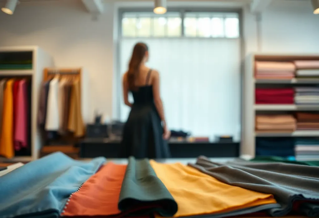 Des échantillons de tissus sur un bureau, mettant en valeur la diversité des choix possibles pour un soutien-gorge.