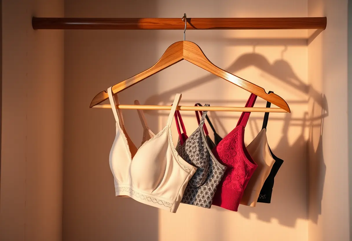 Un porte-vêtements en bois dans un placard, représentant l'adaptation tout au long de la vie