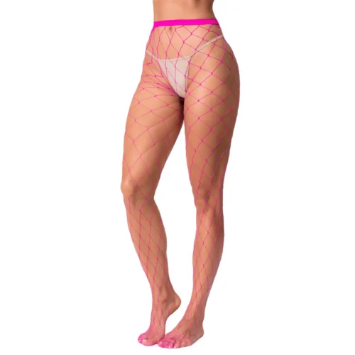 Collant Résille Large Maille Rose Glamour Confort Mode Lingerie Couleurs Variées