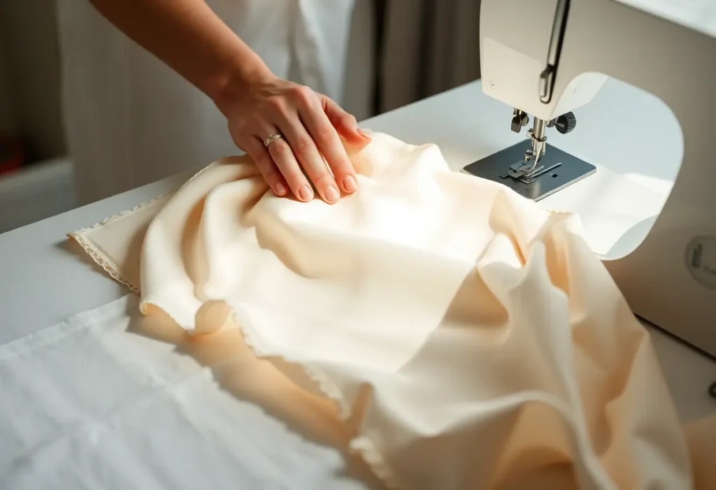 Main du femme lisant le tissu pour cacher le soutien-gorge