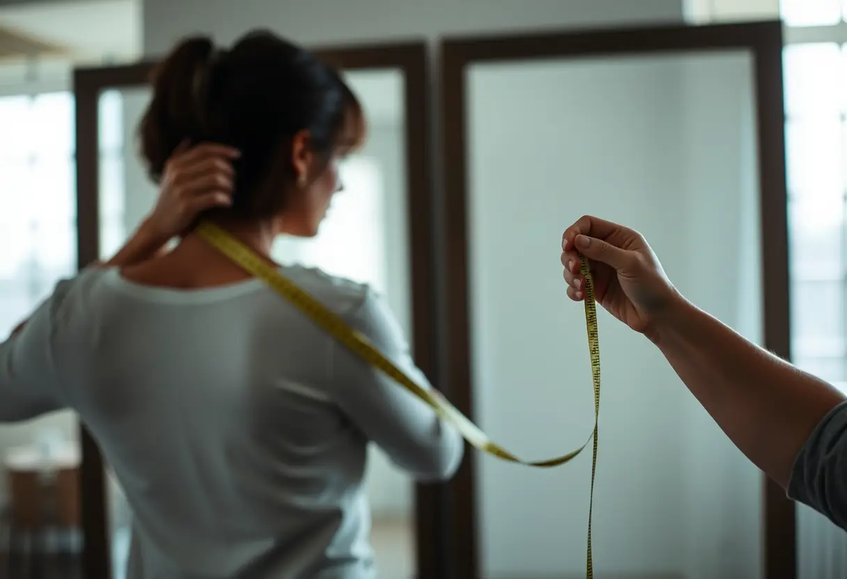 Silhouette de femme se regardant dans un miroir, bien-être féminin