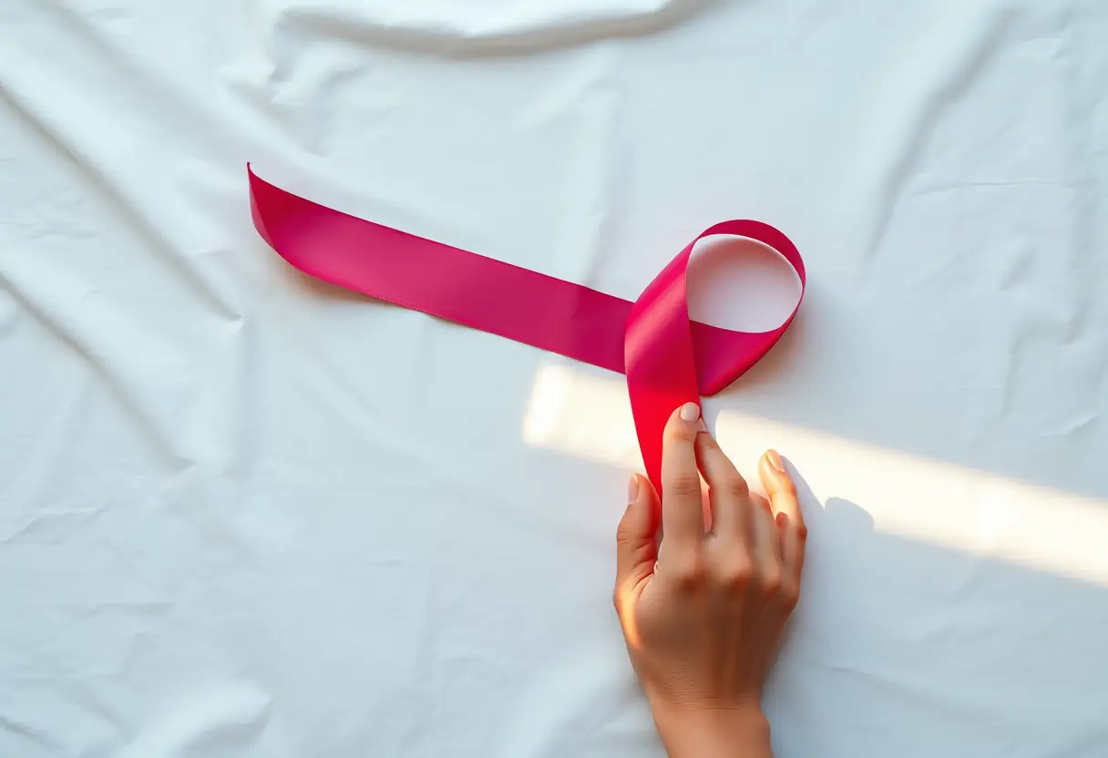 Une longue corde posée sur un tissu blanc, une main féminine la tenant délicatement