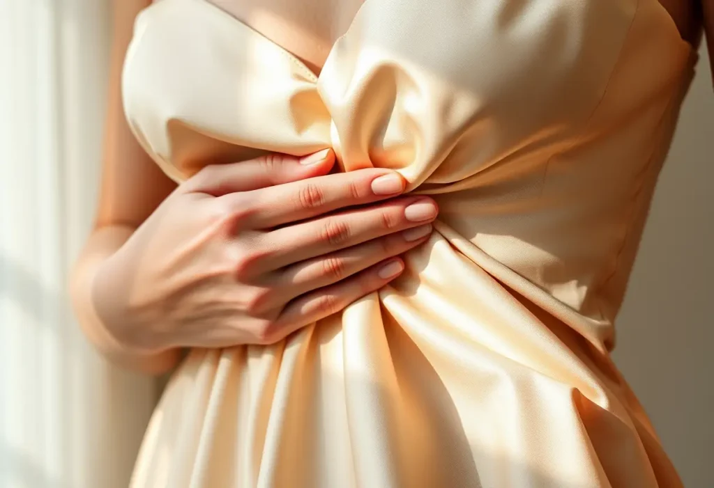 Main tenir une robe bustier bien ajustée.