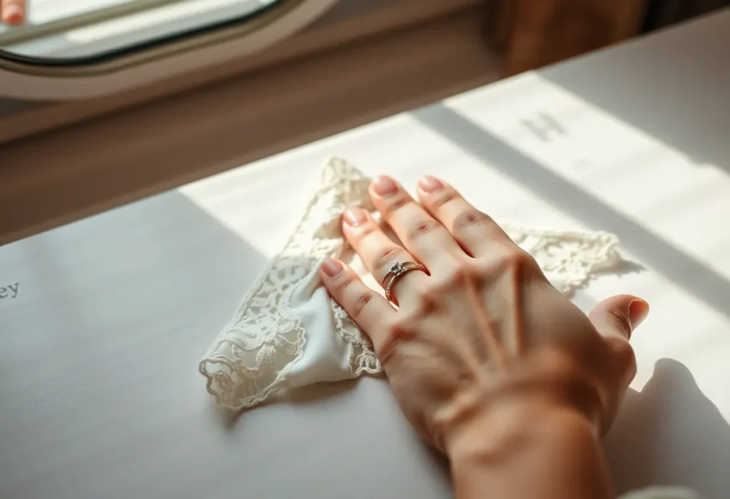 Main toggle d'un soutien-gorge en dentelle