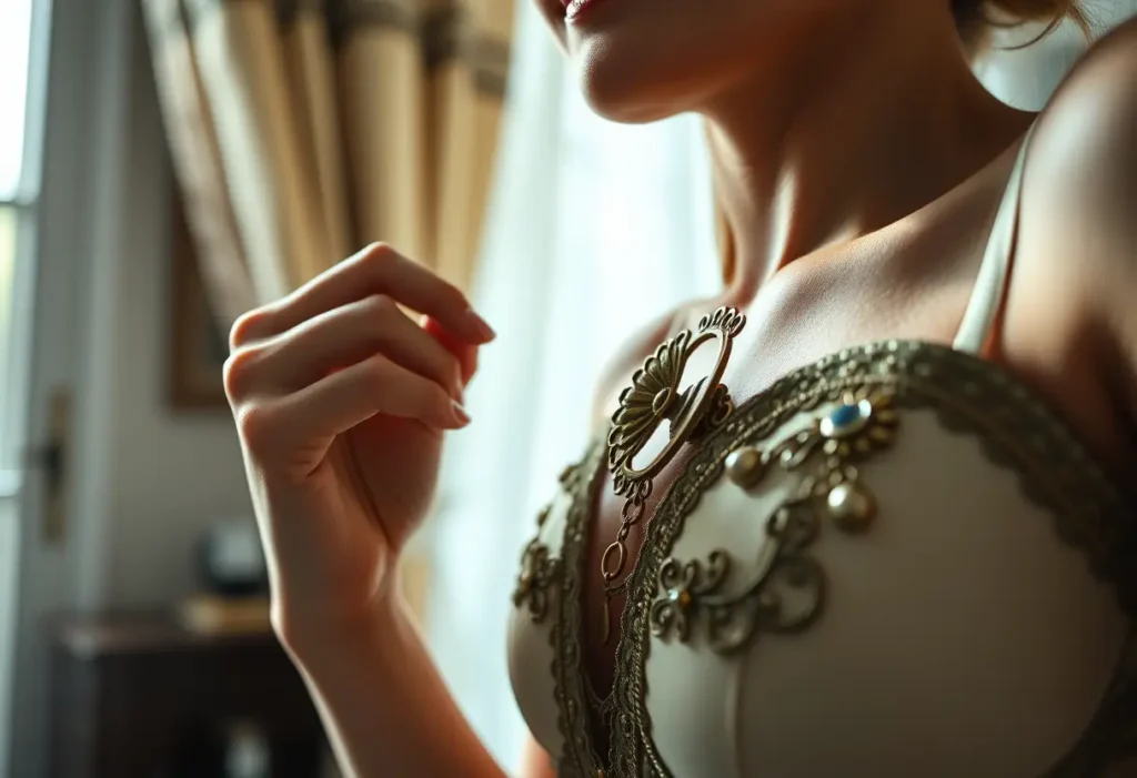 Une main ajustant un fermoir de soutien-gorge dans une pièce lumineuse, question de confort et d'ajustement