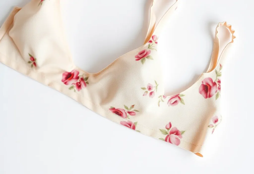 Vue rapprochée d'un bralette avec un motif floral, simplicité et élégance du design