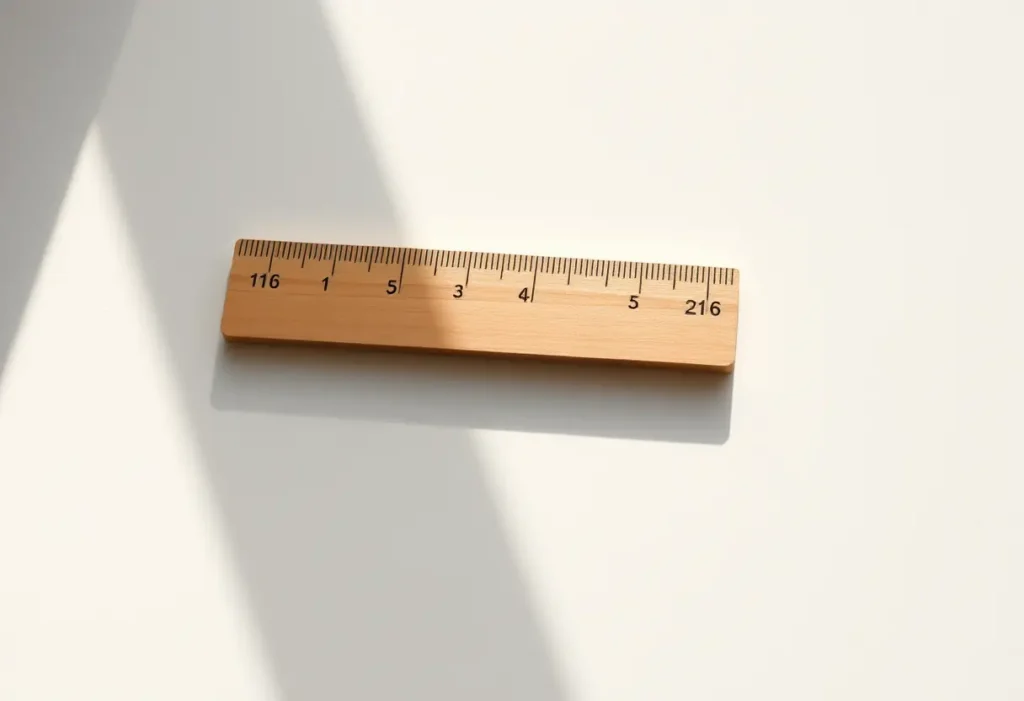 Règle posée sur une table, utilisée pour prendre ses mensurations de soutien-gorge
