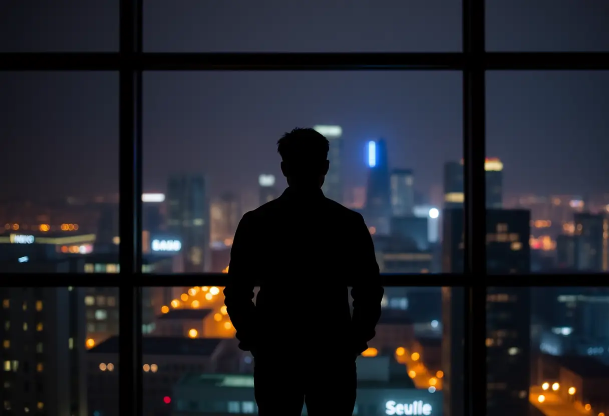 Un profil silhouetté devant une fenêtre illuminée, reflétant la beauté de la relation