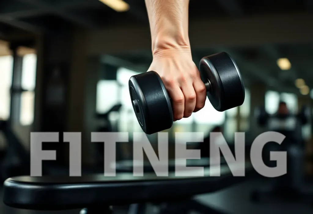 Main de femme tenant une barre de poids au-dessus d'un banc de gym, mettant l'accent sur l'entraînement musculaire