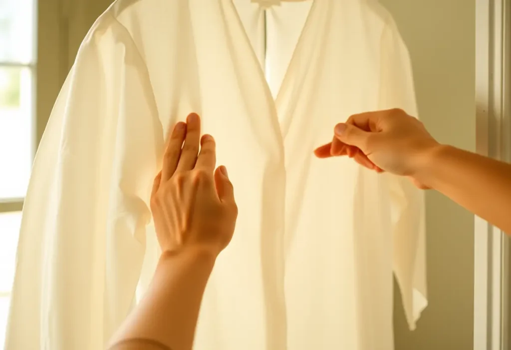 Main focus sur les vêtements pour mettre en valeur la morphologie féminine