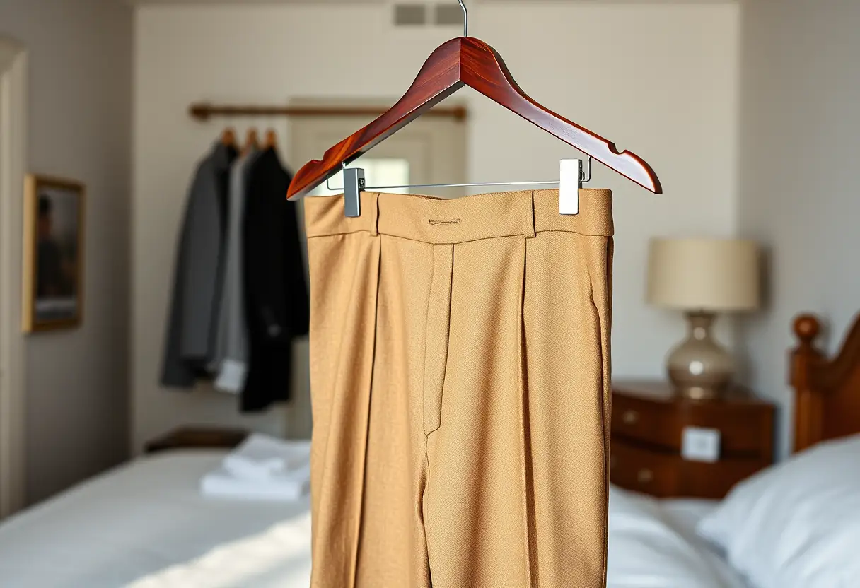 Trousers suspendues qui soulignent la morphologie féminine