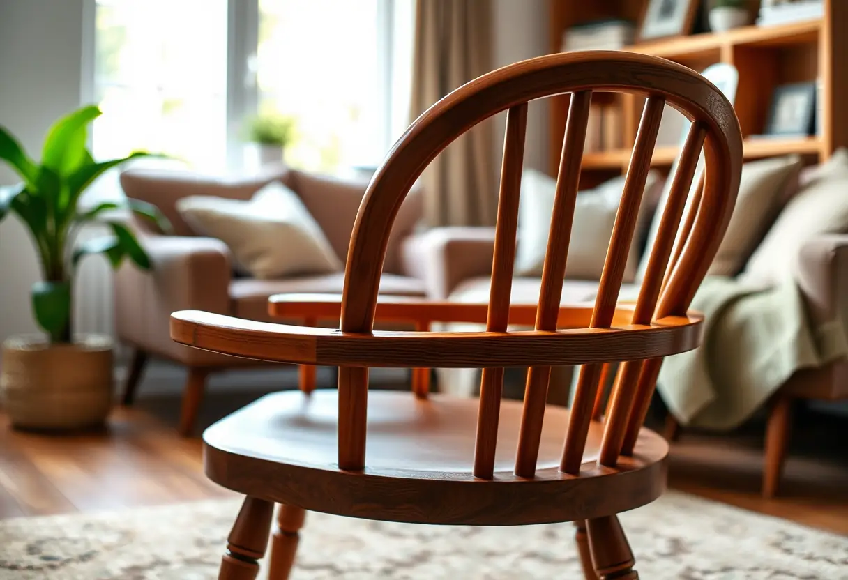 Chaise en bois dans un salon accueillant