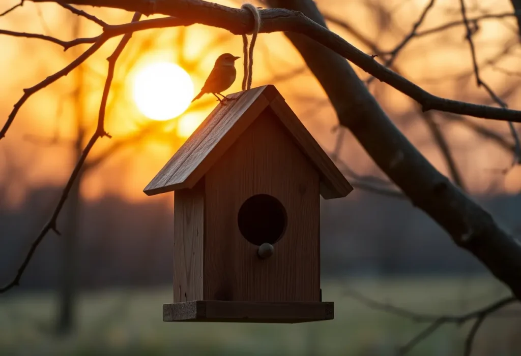 Une maison pour oiseaux accrochée à un arbre, symbole de l'union des amoureux