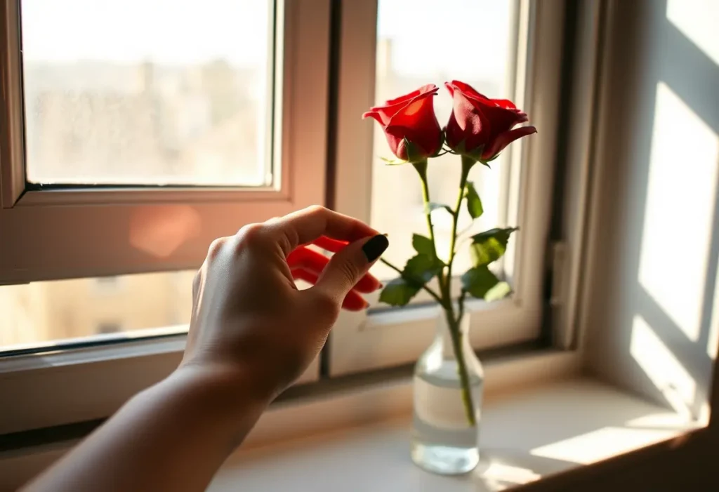 Une rose rouge comme symbole de déclaration d'amour.