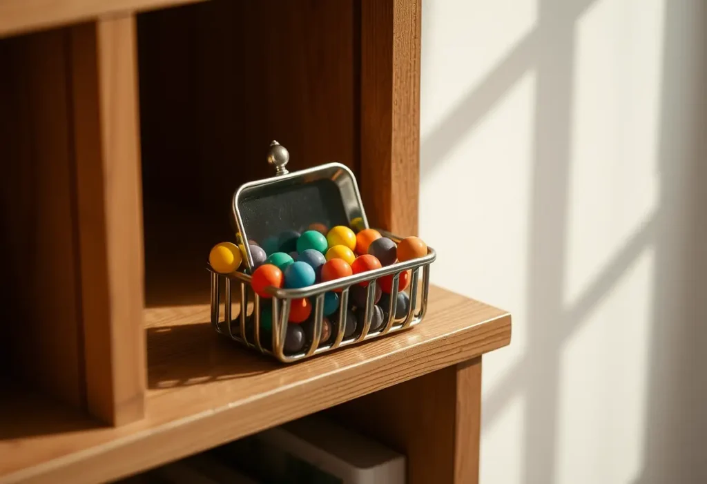 Une boîte métallique sur une étagère, symbole de gratitude