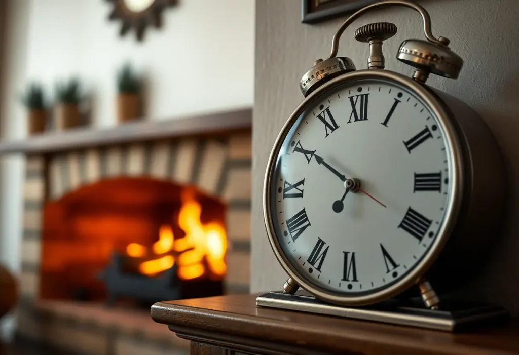 Une horloge indiquant deux heures dans un salon accueillant