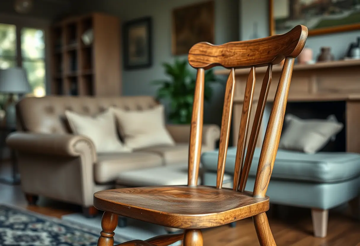 Un fauteuil en bois dans un salon accueillant, représentant l'importance du maintien à long terme