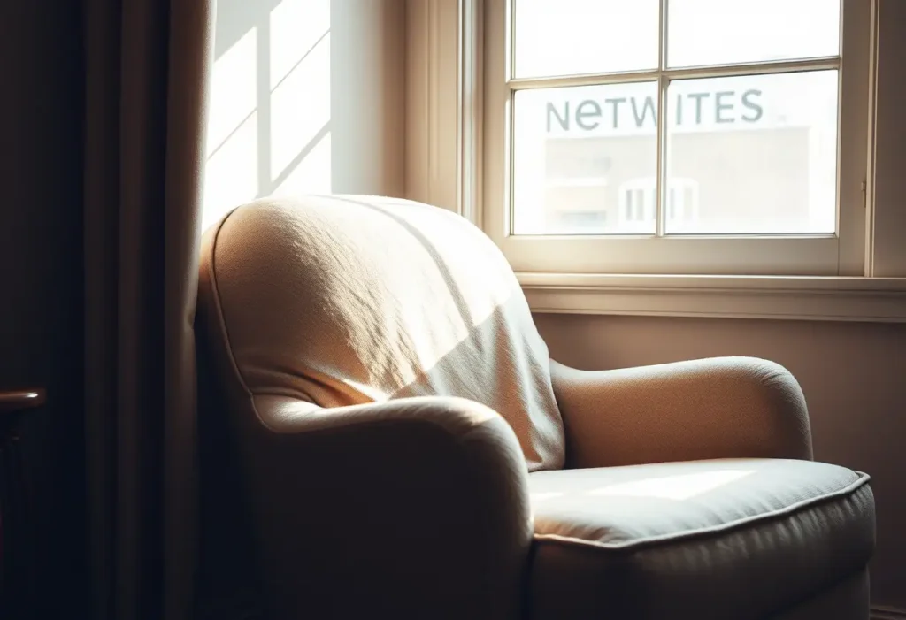 Un fauteuil moelleux près d'une fenêtre