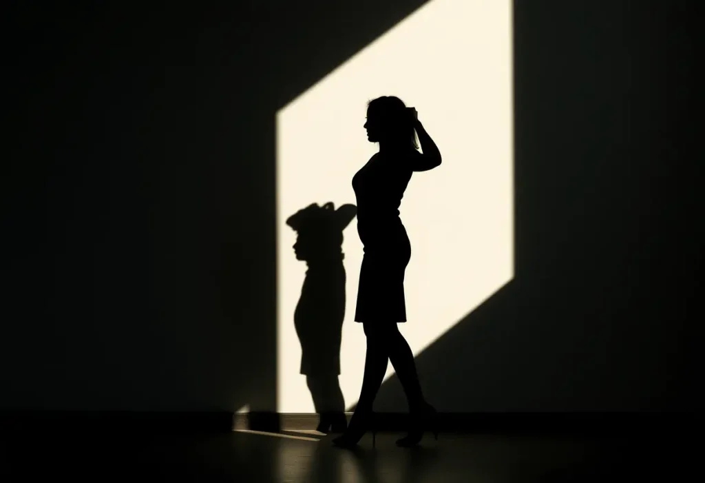 Silhouette d'une femme adoptant une posture de puissance, représentant la confiance professionnelle