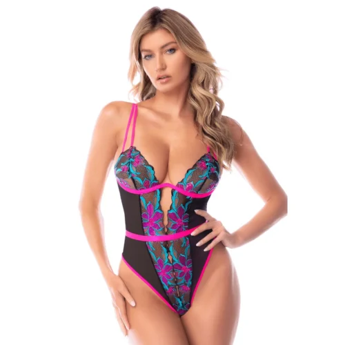 Body Lingerie Transparente Glamour Bleu Rose Broderie Sequins Sensuel Mapalé