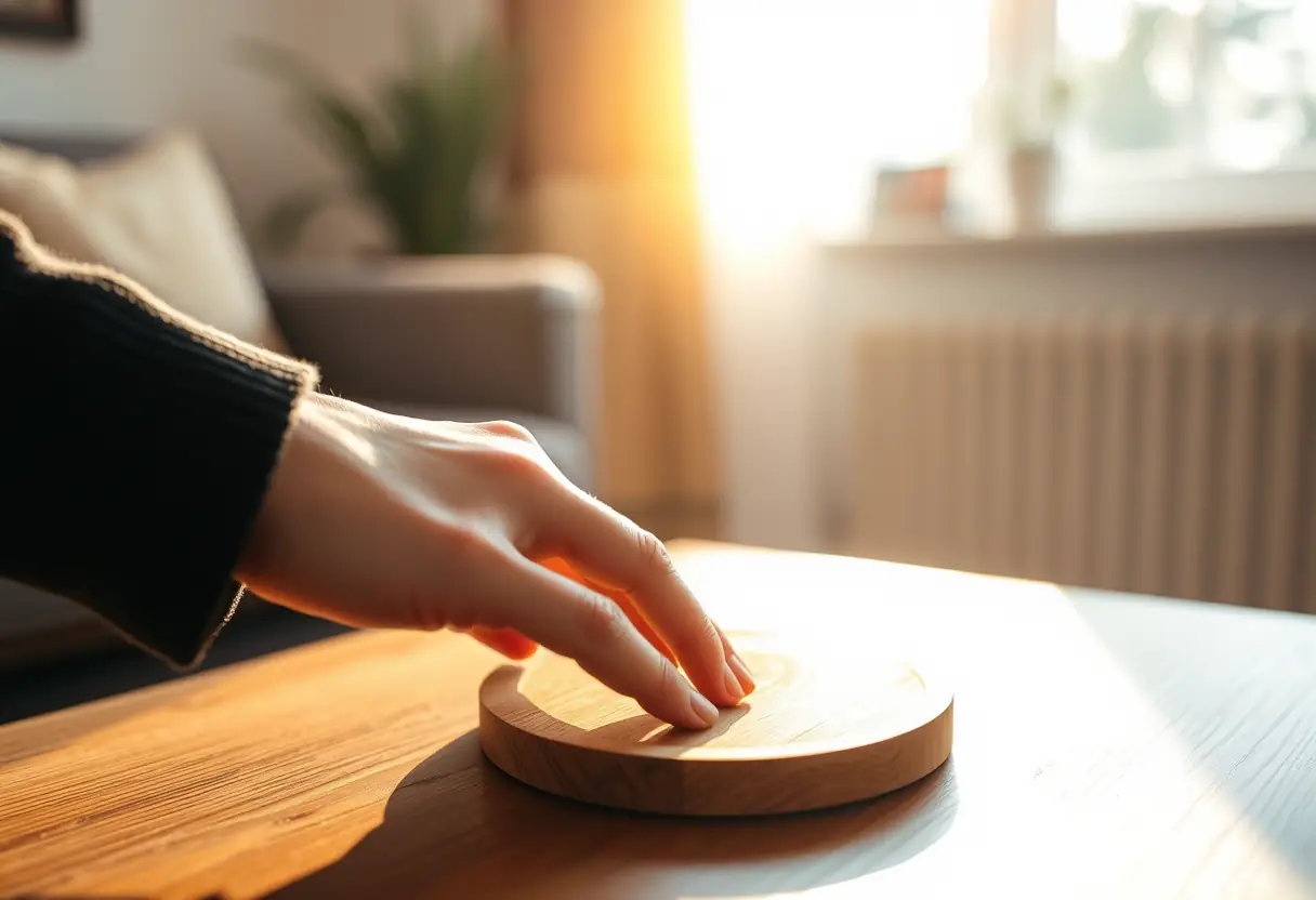 Main image d'un gobelet en bois sur une table