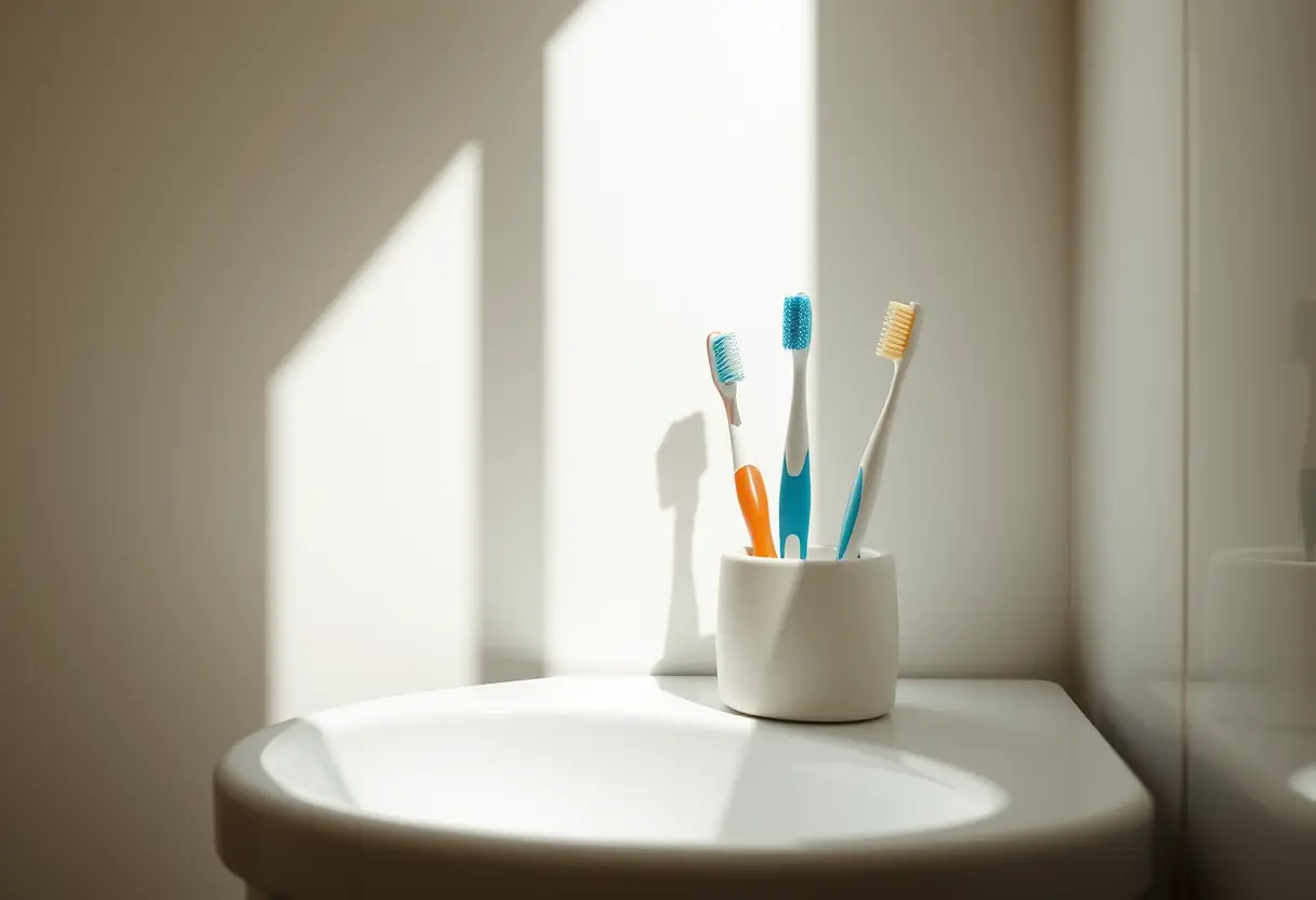 Lavabo avec porte-dents en céramique, simplicité et bien-être