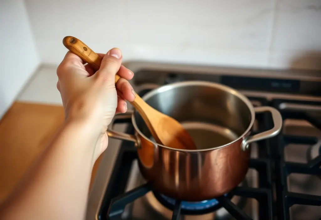 Main dans la cuisine pendant l'entraînement périnéal
