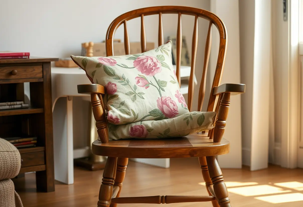 Alt text: Un fauteuil dans un salon, symbole de repos et de confort.