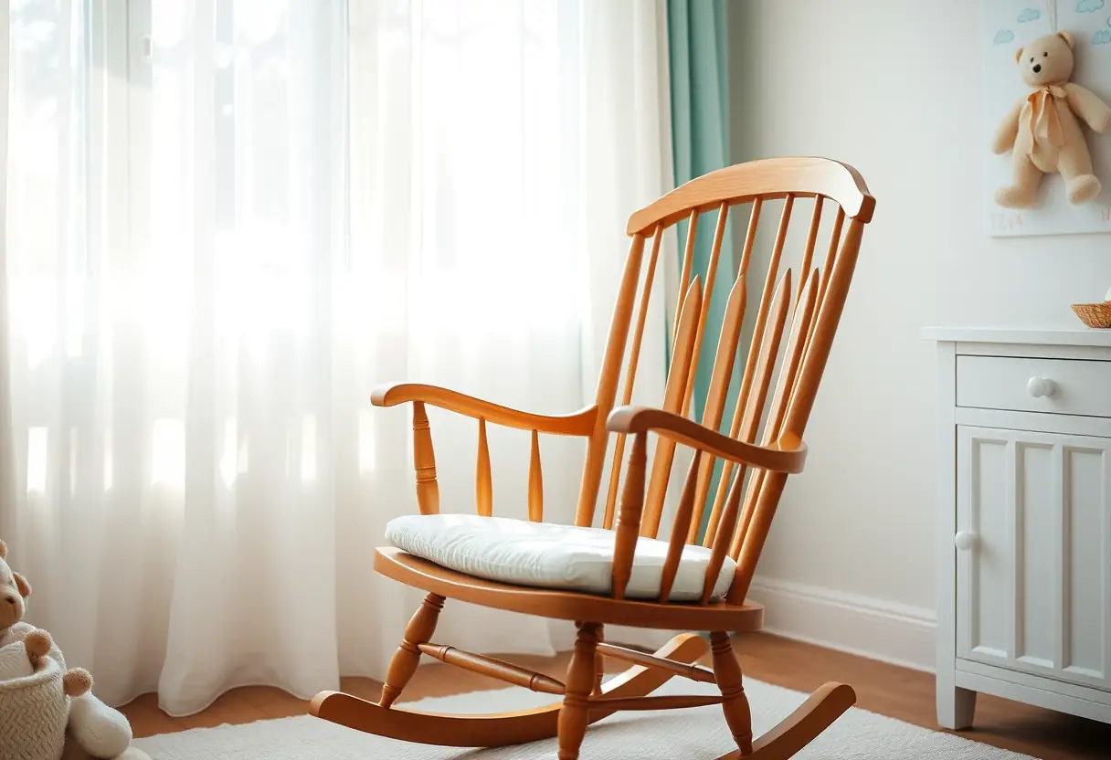 Un fauteuil berçable dans une nursery accueillante