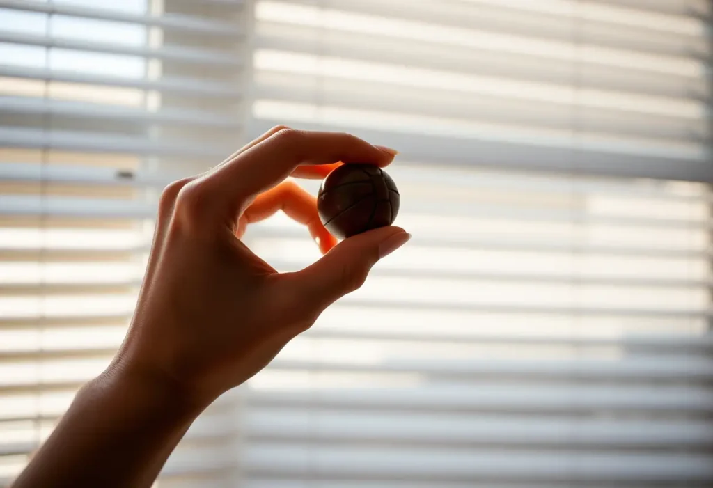 Main advantages of using a Kegel ball, hands holding a ball in