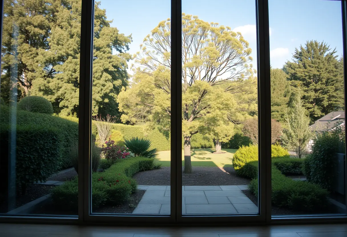 Une fenêtre donnant sur un jardin calme et apaisant