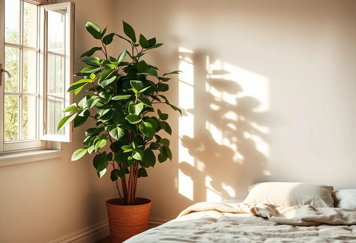 Un grand pot avec une fougère dans une chambre bien éclairée, apaisement des douleurs menstruelles