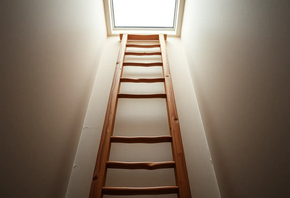 Un échafaudage de bois contre un mur, symbole de croissance et d'ascent