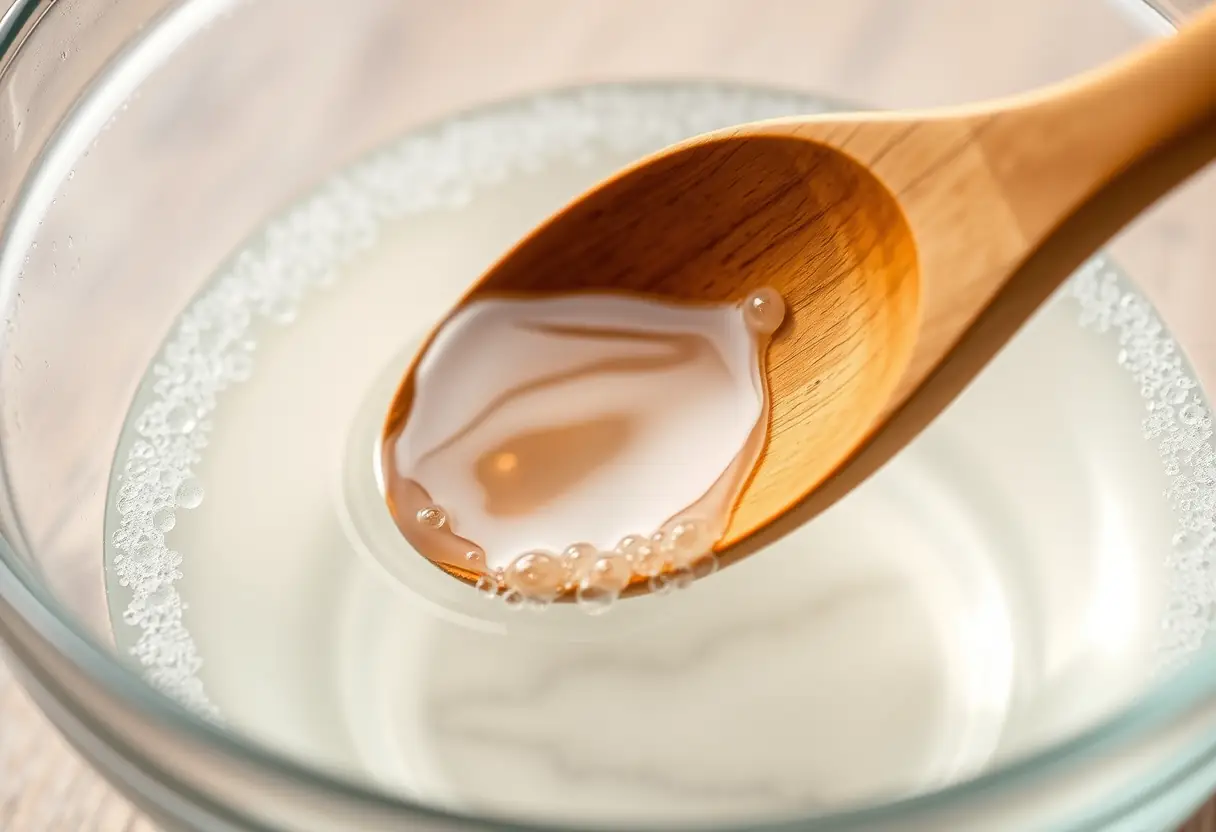 Mélange de vinaigre et d'eau dans un bol transparent