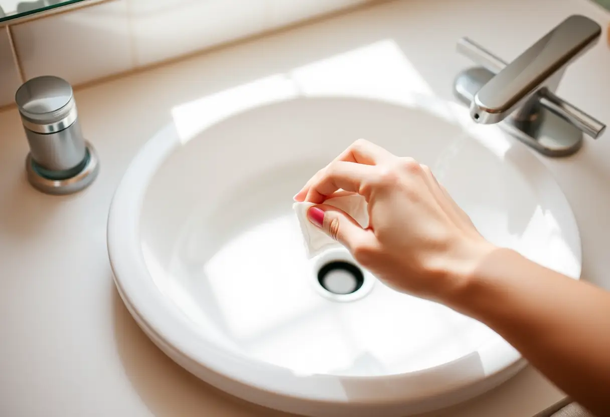 Mainenance de la culotte menstruelle dans un lavabo