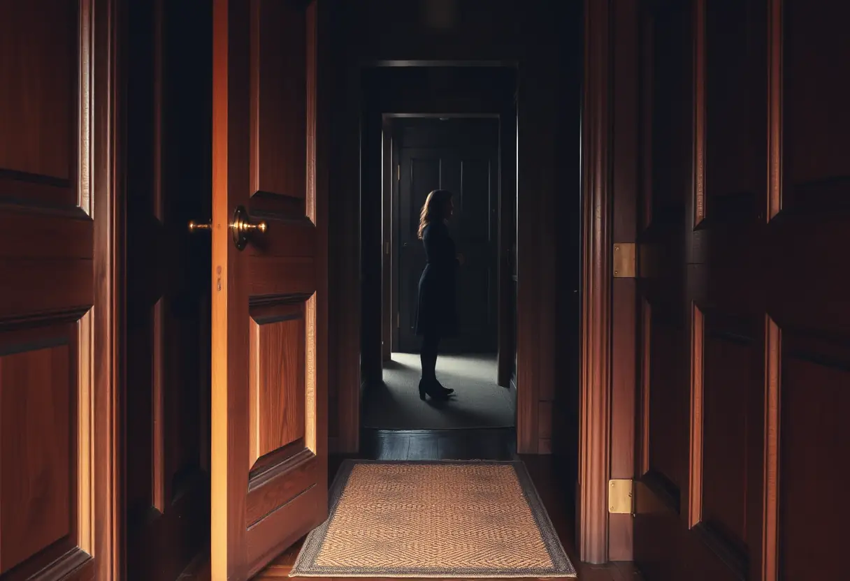 Une porte en bois avec une poignée