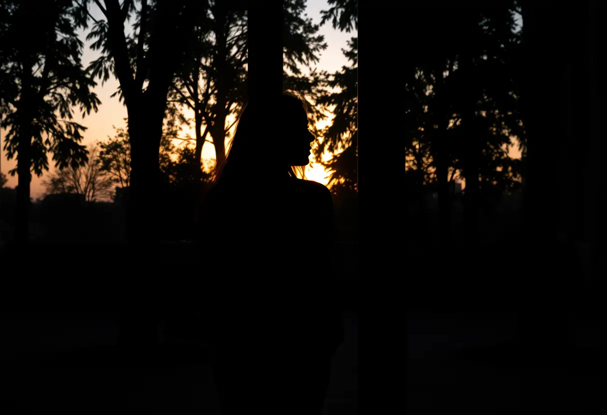 Silhouette d'une femme au crépuscule