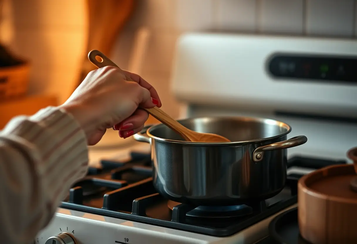 Main dans une cuisine, préparation d'un repas, bien-être au quotidien