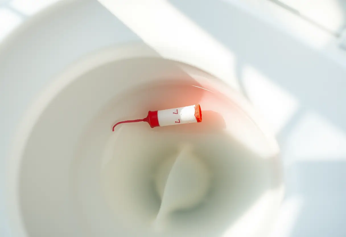 Tampont trempé dans une cuvette de porcelaine blanche, reflétant le quotidien de la prémenopause