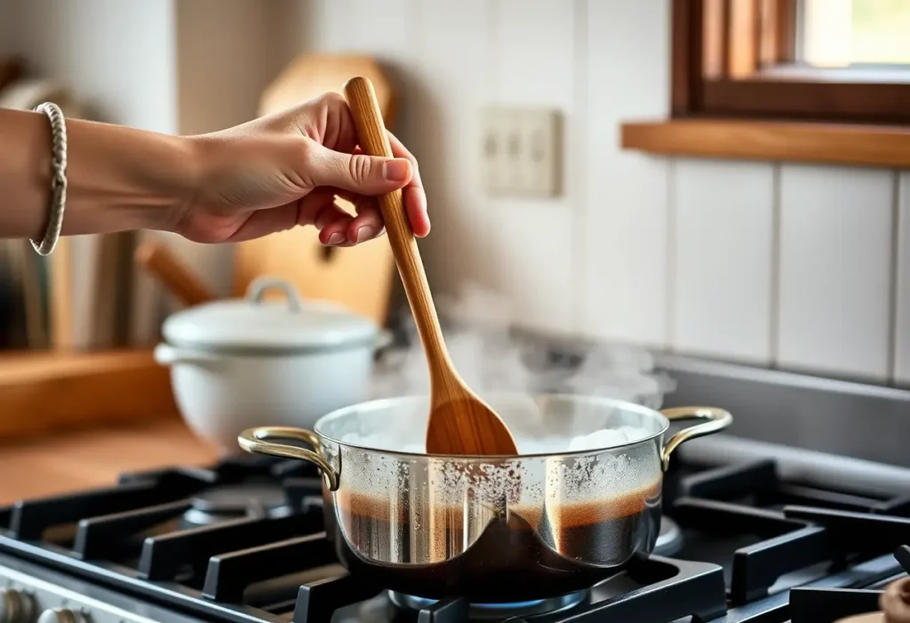 Main dans une cuisine préparant un repas, symbolisant l'estime de soi.