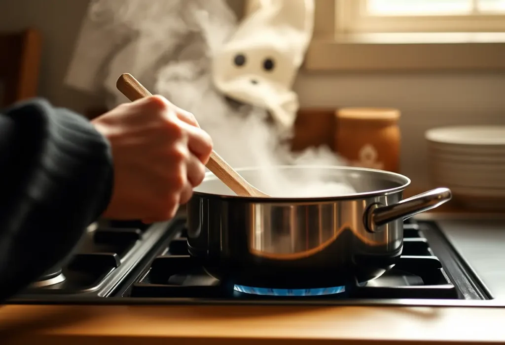 Main du bien-être : une main prépare lentement une mixture dans la cuisine