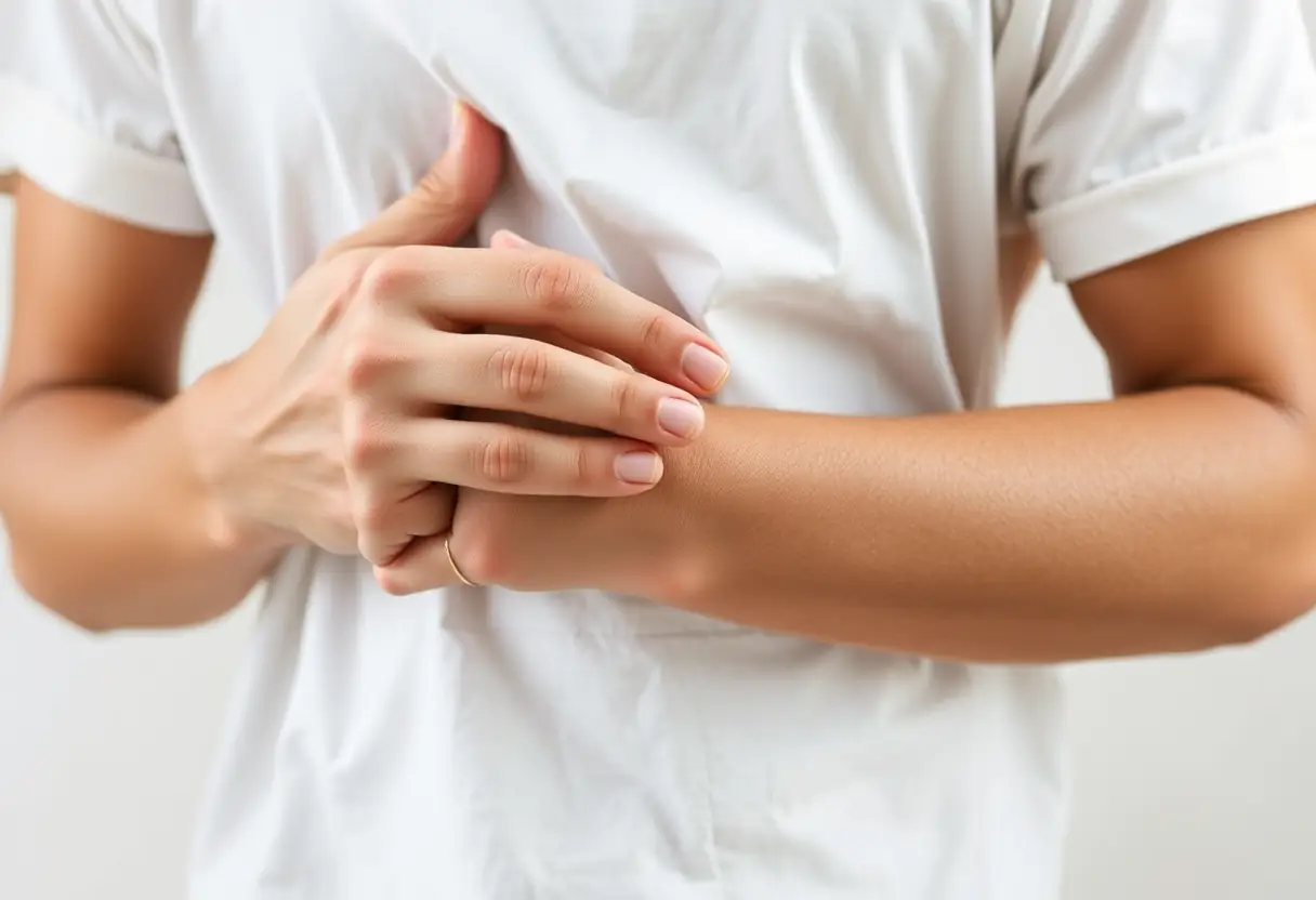 Des mains qui replient doucement un tee-shirt en coton