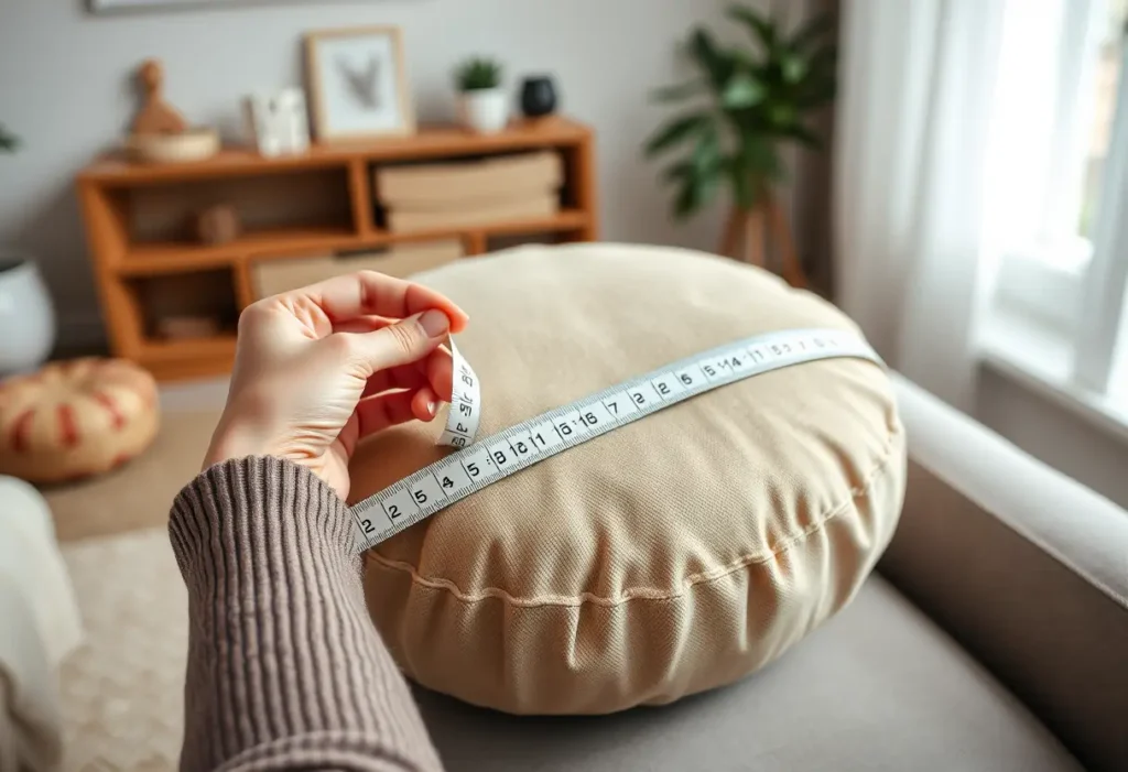 Main focus sur la prise de mesure correcte d'un soutien-gorge de sport.